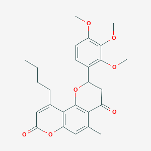 10-butyl-5-methyl-2-(2,3,4-trimethoxyphenyl)-2,3-dihydro-4H,8H-pyrano[2,3-f]chromene-4,8-dione