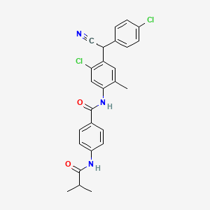 molecular formula C26H23Cl2N3O2 B14959852 N-{5-chloro-4-[(4-chlorophenyl)(cyano)methyl]-2-methylphenyl}-4-[(2-methylpropanoyl)amino]benzamide 