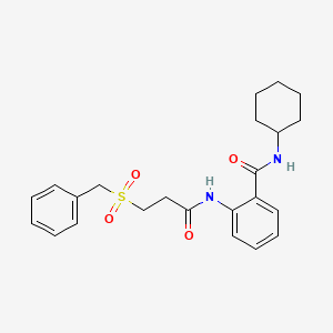 molecular formula C23H28N2O4S B14959939 2-{[3-(benzylsulfonyl)propanoyl]amino}-N-cyclohexylbenzamide 