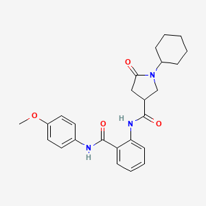 1-cyclohexyl-N-{2-[(4-methoxyphenyl)carbamoyl]phenyl}-5-oxopyrrolidine-3-carboxamide