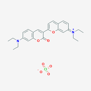 7-Diethylamino-2-(7-diethylamino-2-oxochroman-3-yl)chromylium perchlorate