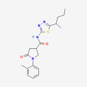 molecular formula C19H24N4O2S B14960034 1-(2-methylphenyl)-5-oxo-N-[5-(pentan-2-yl)-1,3,4-thiadiazol-2-yl]pyrrolidine-3-carboxamide 