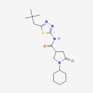 molecular formula C18H28N4O2S B14960063 1-cyclohexyl-N-[5-(2,2-dimethylpropyl)-1,3,4-thiadiazol-2-yl]-5-oxopyrrolidine-3-carboxamide 