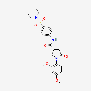 molecular formula C23H29N3O6S B14960113 N-[4-(diethylsulfamoyl)phenyl]-1-(2,4-dimethoxyphenyl)-5-oxopyrrolidine-3-carboxamide 