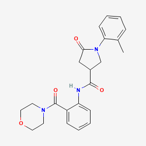 molecular formula C23H25N3O4 B14960247 1-(2-methylphenyl)-N-[2-(morpholin-4-ylcarbonyl)phenyl]-5-oxopyrrolidine-3-carboxamide 