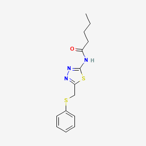 molecular formula C14H17N3OS2 B14960258 N-{5-[(phenylsulfanyl)methyl]-1,3,4-thiadiazol-2-yl}pentanamide 