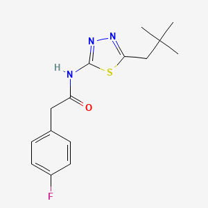 molecular formula C15H18FN3OS B14960348 N-[5-(2,2-dimethylpropyl)-1,3,4-thiadiazol-2-yl]-2-(4-fluorophenyl)acetamide 