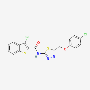 molecular formula C18H11Cl2N3O2S2 B14960350 3-chloro-N-{5-[(4-chlorophenoxy)methyl]-1,3,4-thiadiazol-2-yl}-1-benzothiophene-2-carboxamide 