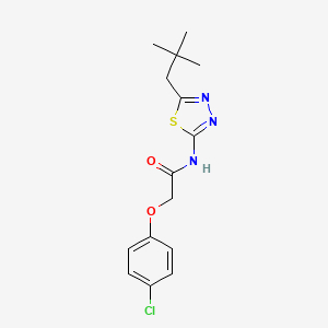 2-(4-chlorophenoxy)-N-[5-(2,2-dimethylpropyl)-1,3,4-thiadiazol-2-yl]acetamide