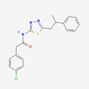 2-(4-chlorophenyl)-N-[5-(2-phenylpropyl)-1,3,4-thiadiazol-2-yl]acetamide