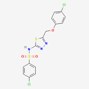 molecular formula C15H11Cl2N3O3S2 B14960491 4-chloro-N-{5-[(4-chlorophenoxy)methyl]-1,3,4-thiadiazol-2-yl}benzenesulfonamide 