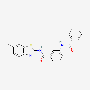 molecular formula C22H17N3O2S B14960600 3-benzamido-N-(6-methyl-1,3-benzothiazol-2-yl)benzamide 