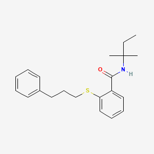 molecular formula C21H27NOS B14960756 N-(2-methylbutan-2-yl)-2-[(3-phenylpropyl)sulfanyl]benzamide 