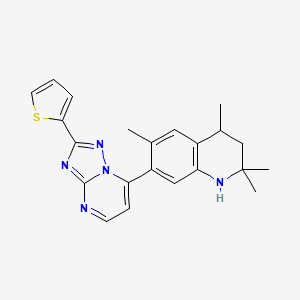 molecular formula C22H23N5S B14960774 2,2,4,6-Tetramethyl-7-[2-(thiophen-2-yl)[1,2,4]triazolo[1,5-a]pyrimidin-7-yl]-1,2,3,4-tetrahydroquinoline 