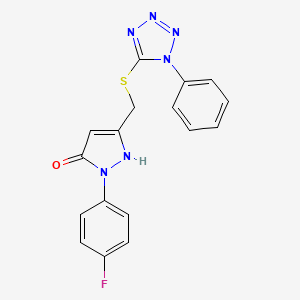 2-(4-fluorophenyl)-5-{[(1-phenyl-1H-tetrazol-5-yl)sulfanyl]methyl}-1,2-dihydro-3H-pyrazol-3-one