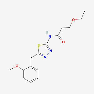 molecular formula C15H19N3O3S B14960915 3-ethoxy-N-[5-(2-methoxybenzyl)-1,3,4-thiadiazol-2-yl]propanamide 