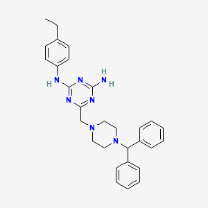 6-{[4-(diphenylmethyl)piperazin-1-yl]methyl}-N-(4-ethylphenyl)-1,3,5-triazine-2,4-diamine