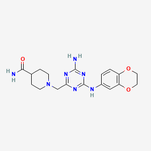 1-{[4-Amino-6-(2,3-dihydro-1,4-benzodioxin-6-ylamino)-1,3,5-triazin-2-yl]methyl}piperidine-4-carboxamide