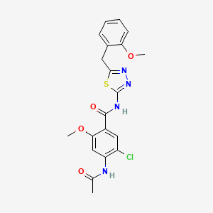 molecular formula C20H19ClN4O4S B14961142 4-(acetylamino)-5-chloro-2-methoxy-N-[5-(2-methoxybenzyl)-1,3,4-thiadiazol-2-yl]benzamide 