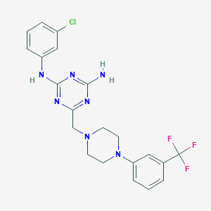 molecular formula C21H21ClF3N7 B14961175 N-(3-chlorophenyl)-6-({4-[3-(trifluoromethyl)phenyl]piperazin-1-yl}methyl)-1,3,5-triazine-2,4-diamine 