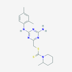 {4-Amino-6-[(2,4-dimethylphenyl)amino]-1,3,5-triazin-2-yl}methyl 2-methylpiperidine-1-carbodithioate