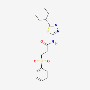 N-[5-(pentan-3-yl)-1,3,4-thiadiazol-2-yl]-3-(phenylsulfonyl)propanamide