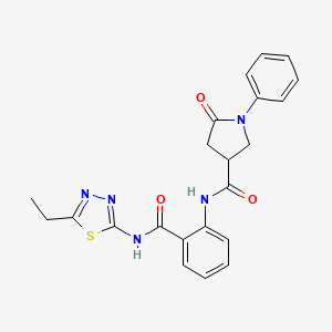 molecular formula C22H21N5O3S B14961328 N-{2-[(5-ethyl-1,3,4-thiadiazol-2-yl)carbamoyl]phenyl}-5-oxo-1-phenylpyrrolidine-3-carboxamide 