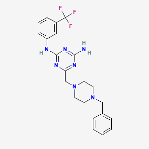 molecular formula C22H24F3N7 B14961359 6-[(4-benzylpiperazin-1-yl)methyl]-N-[3-(trifluoromethyl)phenyl]-1,3,5-triazine-2,4-diamine 