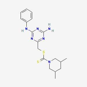 molecular formula C18H24N6S2 B14961409 [4-Amino-6-(phenylamino)-1,3,5-triazin-2-yl]methyl 3,5-dimethylpiperidine-1-carbodithioate 