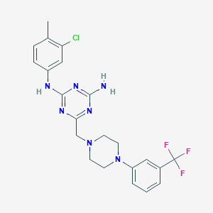 molecular formula C22H23ClF3N7 B14961433 N-(3-chloro-4-methylphenyl)-6-((4-(3-(trifluoromethyl)phenyl)-1-piperazinyl)methyl)-1,3,5-triazine-2,4-diamine 