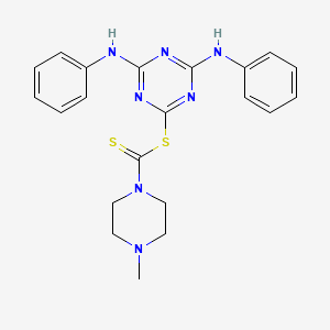 molecular formula C21H23N7S2 B14961514 4,6-Bis(phenylamino)-1,3,5-triazin-2-yl 4-methylpiperazine-1-carbodithioate 