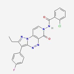 2-chloro-N-[2-ethyl-3-(4-fluorophenyl)-6-oxopyrazolo[5,1-c]pyrido[4,3-e][1,2,4]triazin-7(6H)-yl]benzamide