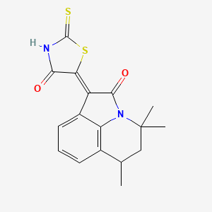 (1Z)-4,4,6-trimethyl-1-(4-oxo-2-thioxo-1,3-thiazolidin-5-ylidene)-5,6-dihydro-4H-pyrrolo[3,2,1-ij]quinolin-2(1H)-one