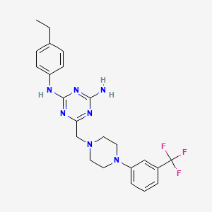 molecular formula C23H26F3N7 B14961646 N-(4-ethylphenyl)-6-({4-[3-(trifluoromethyl)phenyl]piperazin-1-yl}methyl)-1,3,5-triazine-2,4-diamine 