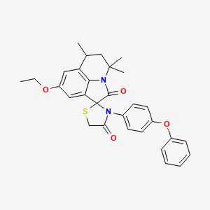 8-ethoxy-4,4,6-trimethyl-3'-(4-phenoxyphenyl)-5,6-dihydro-4H,4'H-spiro[pyrrolo[3,2,1-ij]quinoline-1,2'-[1,3]thiazolidine]-2,4'-dione