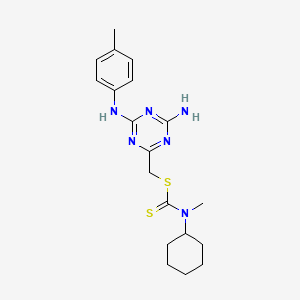 molecular formula C19H26N6S2 B14961852 (4-Amino-6-((4-methylphenyl)amino)-1,3,5-triazin-2-yl)methyl cyclohexyl(methyl)dithiocarbamate 