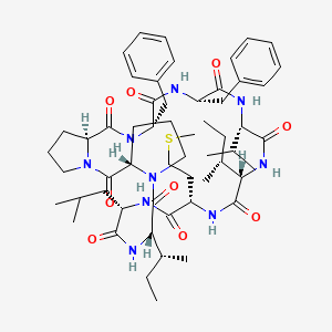 molecular formula C56H83N9O9S B1496187 (3S,9S,12S,15S,18S,21S,24S,27S,30S)-24,27-Dibenzyl-9,18-bis[(2R)-butan-2-yl]-12-(2-methylpropyl)-15-(2-methylsulfanylethyl)-21-propan-2-yl-1,7,10,13,16,19,22,25,28-nonazatricyclo[28.3.0.03,7]tritriacontane-2,8,11,14,17,20,23,26,29-nonone 