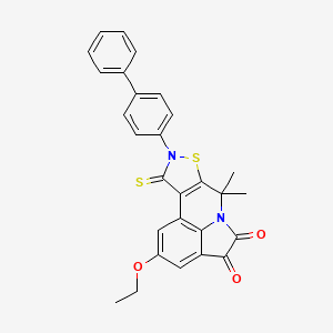 9-(biphenyl-4-yl)-2-ethoxy-7,7-dimethyl-10-thioxo-9,10-dihydro-7H-pyrrolo[3,2,1-ij][1,2]thiazolo[5,4-c]quinoline-4,5-dione