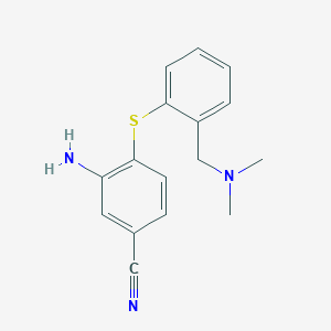 molecular formula C16H17N3S B149619 Benzonitrile, 3-amino-4-((2-((dimethylamino)methyl)phenyl)thio)- CAS No. 627490-01-1