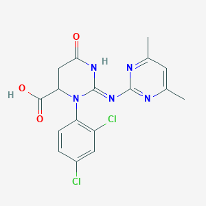 molecular formula C17H15Cl2N5O3 B14961987 3-(2,4-Dichlorophenyl)-2-[(4,6-dimethylpyrimidin-2-yl)amino]-6-oxo-3,4,5,6-tetrahydropyrimidine-4-carboxylic acid 