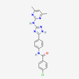 4-chloro-N-(4-{3-[(4,6-dimethylpyrimidin-2-yl)amino]-1H-1,2,4-triazol-5-yl}phenyl)benzamide