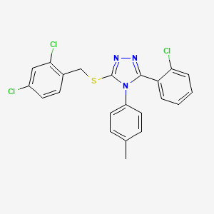 molecular formula C22H16Cl3N3S B14962154 3-(2-chlorophenyl)-5-{[(2,4-dichlorophenyl)methyl]sulfanyl}-4-(4-methylphenyl)-4H-1,2,4-triazole 