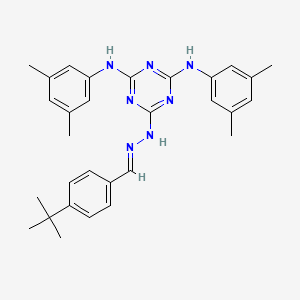 molecular formula C30H35N7 B14962203 6-[(2E)-2-(4-tert-butylbenzylidene)hydrazinyl]-N,N'-bis(3,5-dimethylphenyl)-1,3,5-triazine-2,4-diamine 