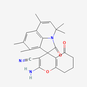 2-amino-4',4',6',8',9'-pentamethyl-2',5-dioxo-5,6,7,8-tetrahydro-4'H-spiro[chromene-4,1'-pyrrolo[3,2,1-ij]quinoline]-3-carbonitrile