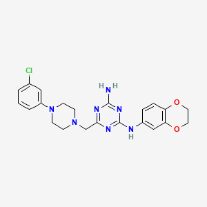 6-{[4-(3-chlorophenyl)piperazin-1-yl]methyl}-N-(2,3-dihydro-1,4-benzodioxin-6-yl)-1,3,5-triazine-2,4-diamine