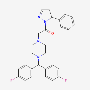 molecular formula C28H28F2N4O B14962352 2-{4-[bis(4-fluorophenyl)methyl]piperazin-1-yl}-1-(5-phenyl-4,5-dihydro-1H-pyrazol-1-yl)ethanone 