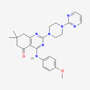 4-(4-methoxyanilino)-7,7-dimethyl-2-[4-(2-pyrimidinyl)piperazino]-7,8-dihydro-5(6H)-quinazolinone