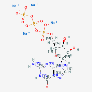molecular formula C10H12N5Na4O14P3 B1496243 Guanosine-13C10, 15N5 5'-triphosphate sodium salt 