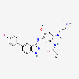 molecular formula C28H31FN6O2 B1496244 N-(2-((2-(dimethylamino)ethyl)(methyl)amino)-5-((5-(4-fluorophenyl)-1H-indazol-3-yl)amino)-4-methoxyphenyl)acrylamide 