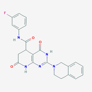 2-(3,4-dihydroisoquinolin-2(1H)-yl)-N-(3-fluorophenyl)-4,7-dioxo-3,4,5,6,7,8-hexahydropyrido[2,3-d]pyrimidine-5-carboxamide